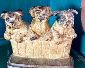 Vintage "Puppies in a basket" doorstop