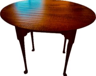 Red Flame Maple Queen Anne Occassional Table hand made by JL Treharn & CO 