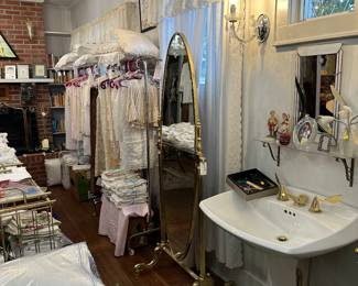 vintage brass bevelled glass JB Ross dressing mirror