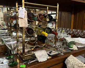 Vintage brass wine rack