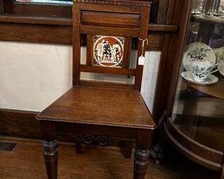 antique tile back chair