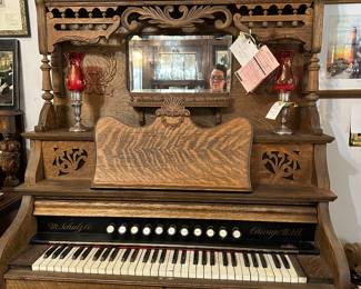 antique oak pump organ