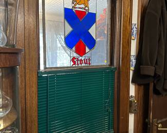 Stout coat of arms stained glass