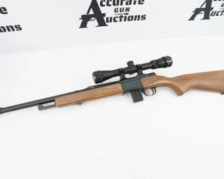 Don't be confused by the name. This Daisy rifle is an actual .22 rifle featuring a 18” barrel. The rifle is sold with one magazine and a fitted scope. The rifle is in excellent condition, showing normal signs of use and wear. Pl