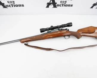 The Model 1903A3 was a modification of the Model 1903 rifle, commonly called "the Springfield". The changes were effected to make the rifle easier and cheaper to produce. The change of rear sight also made the rifle more compatible with the M1 rifle (the Garand) for training and combat use.They were made by both Remington and Smith Corona. A total of 1,020,675 were made, all but 236,831 by Remington. Production began in December 1942, running concurrently for a while with the Model 1903 which Remington was also making. This rifle has a sporterized stock with a crack close to the butt and a small knick on the foregrip. This rifle comes with a scope. This Rifle Otherwise is in excellent condition showing minimal signs of use. 