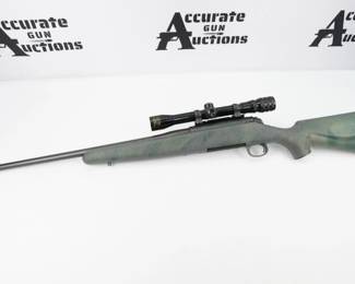 The Remington 710 series is a descendant of the popular Remington 700 rifle, and was manufactured by Remington Arms from 2001 to 2006 at their manufacturing plant in Mayfield, Kentucky. Based on the same principles as the Remington 700 series, the Model 710 uses a centerfire bolt-action cartridge, a 3-lug bolt system as opposed to the Remington 700's dual opposed locking lugs, with a 4-round detachable magazine (or a 3-round for the 7 mm Remington Magnum and the .300 Winchester Magnum). All can be equipped with a bipod and sling, and comes equipped with a gray or olive drab rugged all-weather synthetic stock. The Remington 710 is a moderately priced rifle. With the synthetic stock and the already mounted scope, it makes an adequate rifle for the novice shooter or hunter. This rifle is in excellent condition showing normal signs of use and wear. 
