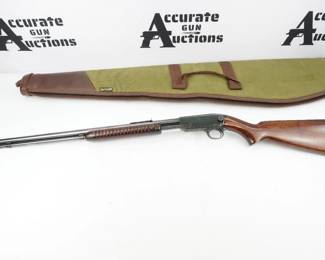 The Winchester Model 61 was an American slide-action .22 caliber rimfire rifle produced by the Winchester Repeating Arms Company from 1932 to 1963. Winchester's first hammerless slide-action rifle design, the Model 61 acted as a "replacement" for the Model 62. This 62 dates back to 1947 with a serial number of 68404 and is in excellent condition, showing normal signs of use and wear. 