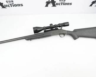 This New England Firearms Handi Rifle SB2 is chambered in .45-70. Some consider single shot rifles to be more reliable and safe, free of the worry of a jammed round. This Handi RIfle has a fixed front sight, a BSA 3-9x50 scope, rubber recoil pad, and sling stud mounts. Add this rifle to your arsenal today. 