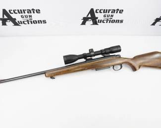 The Remington 788 is a bolt-action, centerfire rifle that was made by Remington Arms from 1967 to 1983. It was marketed as an inexpensive yet accurate hunting rifle to compete with other gun companies' less expensive rifles alongside their more expensive Model 700 line. The 788 utilizes a single-column detachable magazine holding 3 rounds for the larger diameter calibers and 4 rounds for the 222 Rem and 223 Rem. A .22 rimfire model was also produced known as the 580, 581, or 582 depending on its method of feed. A target version of the .22 caliber 58x series, the 540X, was used by the US military] as a training rifle and later disposed through the Civilian Marksmanship Program. This rifle is in excellent condition showing normal signs of use and wear.