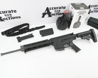 The M&P10 series of rifles is based on the AR-10. Smith & Wesson offers the M&P 10 semi-automatic rifles in a variety of configurations tailored to specific shooting applications and styles. In 2013, the M&P10 line was expanded to include the .308 Winchester caliber. Unveiled at 2013 SHOT Show, the rifle is available in several variants; the M&P10 (CA Compliant), M&P10 (Compliant), and the M&P10 CAMO are chambered in .308 Winchester. This Rifle includes a Handful of extras. Comes with a hard case,6 Mags, One Pmag D-50 Drum mag, Sling and a vertical grip. This rifle is in Excellent condition. 