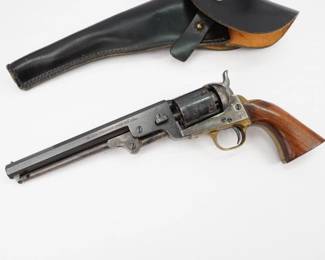 The Pietta 1851 Navy New Yank Revolver features a brass backstrap and a trigger guard modeled after the pistols of the Wild West. The New Yank revolver sports a steel frame with case-hardened finish, octagonal barrel and walnut grips. 