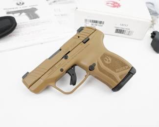 Chambered in .380 Auto, the Ruger LCP MAX fits 10+1 rounds into the same footprint as the LCP II. Compact and lightweight, the LCP MAX continues to be the definitive pocket-sized personal protection pistol. Raised cocking ears and functional serrations on the slide allow easy manipulation. Smooth surfaces and edges on the slide and frame promote comfortable carry and handling. This pistol comes with the original box and a speed loader. This pistol is in excellent condition showing minimal signs of use. 