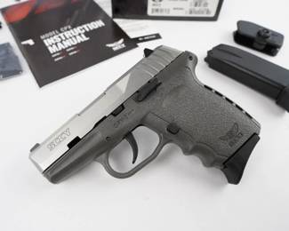 The CPX-2 is a compact, hammer-fired, DAO pistol chambered in 9mm. With a focus on ergonomics, simplicity and reliability the CPX-2 is a great firearm for first-time buyers and seasoned shooters alike. Featuring a serrated slide, grooved grip, 2 magazines, and original box. This pistol is in excellent condition, 