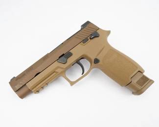 After one of the most rigorous and highly competitive review processes in the history of military firearms, the SIG SAUER M17 was awarded the Modular Handgun System (MHS) contract for the U.S. Army. The M17 is a P320-based platform, and was selected for its uniquely innovative modularity, uncompromising performance, and unmatched capability. The P320-M17 closely follows the specifications of the U.S. Army’s M17. This pistol is in excellent condition showing normal signs of use and wear.