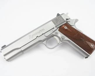 A semi-auto handgun chambered in 45 ACP, this Remington 1911 R1S delivers all of the popular features of the 1911 R1 but with a stainless steel finish for both visual appeal and added resistance to corrosion. The frame and barrel are both crafted from steel, while the trigger is aluminum. This pistol offers a beveled magazine well, flat mainspring housing, slide serrations, and 3-dot sights, as well as a GI thumb safety and grip safety. This pistol is suitable for competition as well as personal defense. This pistol is in excellent condition showing normal signs of use and wear.
