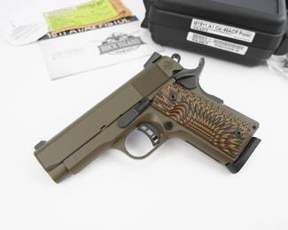 The Rock Island Armory M1911 CS is a compact and reliable 1911-style pistol that is designed for personal defense, concealed carry, and target shooting. This particular model is chambered in 45 ACP, a popular and powerful cartridge that delivers excellent stopping power .The Rock Standard comes with a crisp, factory 4- to 6-pound trigger to give you a great experience right out of the box. This pistol comes with the original box and is in excellent condition showing normal signs of use and wear.