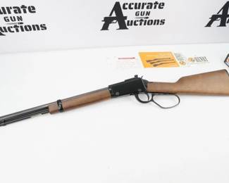 The Henry Lever Action is a classic Western-style lever action rifle, and one of the most popular .22 caliber rifles on the market today. The reason for its popularity is because it shoots great, looks great and is remarkably affordable – about half the price of the competition’s rifles.The Henry Lever Action rifle features an extremely attractive American walnut stock, the quality of which can only be found on guns three times the price. The action is exceptionally smooth, so smooth many first timers remark that they cannot believe the rifle has any internal parts. You simply have to get one into your own two hands and cycle the action a few times to see for yourself. This Rifle comes with the original box and is in excellent condition. 