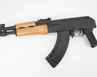 The AK 47 Pistol semi auto is a variant of the famous AK 47 Rifle which was developed by Mikhail Kalashnikov and was accepted for Russian Military service in 1947. AK represents Avtomat Kalashnikova, they were first produced by the Izhevsk Arms Factory. The AK47 Rifle was designed to be simple, reliable, and easy to manufacture. The AK operating system is gas operated with a rotating bolt, known for loose tolerances that perform well in dirty and harsh conditions. The AK Rifle has matured into several different models including the AKM and AK 74 Rifle as well as the AK47 PISTOL just to mention a few. Fielded in over 100 countries and adopted by 55 different nations. The reliability of the AK 47 platform and its historical notoriety has made it a favorite of US recreational shooters and collectors for many years. This pistol is in excellent condition showing normal signs of use and wear. 