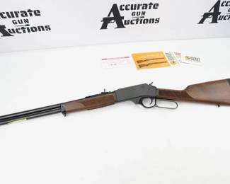 This Henry H009G is a walnut stocked lever action rifle chambered in 30-30 Winchester and features a 20in barrel. The Henry H009G has been a legendary hunting rifle since its first production. The design allows for excellent accuracy, striking power, and moderate recoil thanks to the modern chamber pressure and rubber recoil pad. The rifle is new in the factory box.