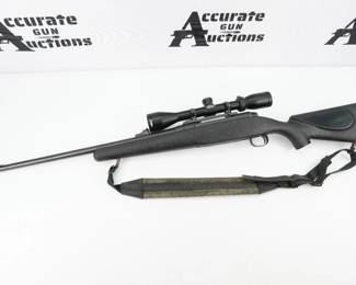 This Savage Arms 110E is chambered in 270 WIN. The bolt action rifle features a 22in" barrel, internal magazine, and an Alpen Kodiak scope. The rifle is in very good shape, showing normal signs of wear and use. 