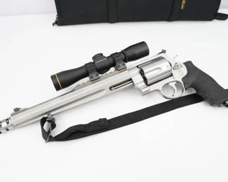 In 2003 the gunsmiths and engineers at Smith & Wesson wanted to deliver maximum power for serious handgun hunters. The power they sought required an entirely new frame, the massive "X-Frame™," and was the basis for the new Model S&W500,, the most powerful production revolver in the world. This ushered in the era of the "big gun" and was only the beginning. For ultimate power and velocity there's nothing even close to an X-Frame model handgun. This revolver is in excellent condition showing minimal signs of use and wear. 