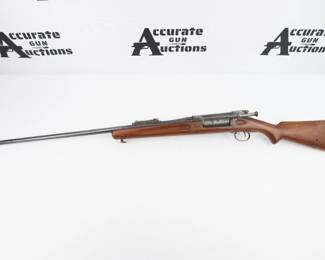 The Krag–Jørgensen is a repeating bolt-action rifle designed by the Norwegians Ole Herman Johannes Krag and Erik Jørgensen in the late 19th century. It was adopted as a standard arm by Norway, Denmark, and the United States. About 300 were delivered to Boer forces of the South African Republic. The M1904 engineer carbine and M1907 field artillery carbine differed from the earlier carbines mainly by being stocked to the muzzle. The difference between the two models was only in the attachment of the sling, and again they were issued as one series. A total of 2,750 M/1904 and 750 M/1907 were produced between 1906 and 1908. The rifle is a numbers matching firearm and appears in unaltered condition.