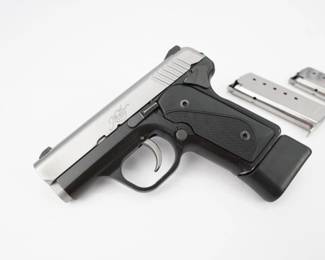 With a barrel length of just 2.7 inches, Kimber Solo Carry pistols are easy to carry and conceal. Many of the features borrowed from 1911 pistols also make them exceptionally safe. A manual ambidextrous thumb safety, checkered slide release and ambidextrous magazine release button enable fast and intuitive operation. Then there is the single action striker-fired trigger pull–even and smooth. Kimber Solo frames are machined from the finest aluminum and finished in KimPro II, a premium finish that is self-lubricating and extremely resistant to salt and moisture. Slides and barrels are cut from stainless steel. Edges are rounded and blended, slide serrations are deep enough to really work and the dovetail-mounted 3-dot sights are quick to target. Comes with 3 mags. This Pistol is in excellent condition showing normal signs of use and wear. 