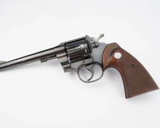 The Colt Official Police is a medium frame, double-action revolver with a six-round cylinder, primarily chambered for the .38 Special cartridge, and manufactured by the Colt's Manufacturing Company. This Colt dates back to 1955. The Official Police would serve as a prime police issue gun into the 1960s, and was highly favored by private guard services, industrial plant guards, and civilian gun owners wanting a powerful and strong revolver. This revolver is in excellent condition showing normal signs of use and wear. 