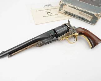 This Italian made Colt Navy replica is chambered in .44 bp and features a case hardened receiver, 8"" barrel, and comes with a box.