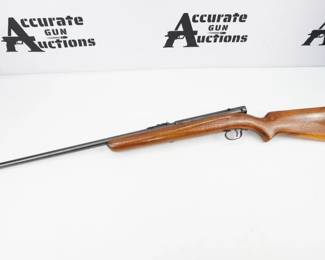 Introduced in 1939, the Winchester Model 74 is an intriguing self-loading rimfire. The receiver is built on an 8.5-inch-long steel tube. An inch in diameter, the tubular receiver houses a simple blowback-operated bolt and is fed by a tubular magazine housed in the buttstock. This 74 was manufactured in 1949 and is chambered in 22 LR and features a 24” barrel. The rifle is in excellent condition showing normal signs of use and wear. 