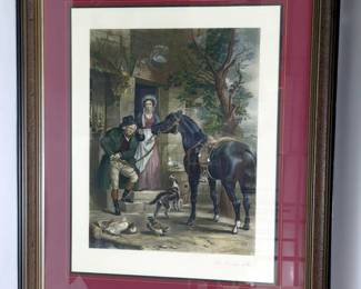 Richard Ansdell (British, 1815-1885) The Innkeeper's Wife, Restrike Print From Old Original Plate, Hand-Colored In Watercolor, Framed Matted Under Glass, 42.5" W x 51.5" H