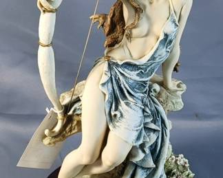 Giuseppe Armani Florence Sculpture d'Arte Porcelain Figurine, Diana, 12" Tall, Art.0677-C, With Original Box And CoA