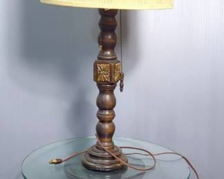 Wood Floor Lamp With Glass Shelf, 52.5" Tall, Powers On