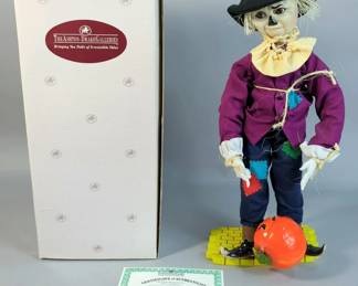 Ashton-Drake Galleries Wizard Of Oz Scarecrow Porcelain Doll, 16" Tall, On Stand, With COA, In Box