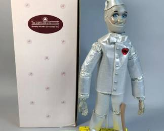 Ashton-Drake Galleries Wizard Of Oz Tin Man Porcelain Doll, 17" Tall, With Ax And Oil Can, On Stand, With COA, In Box