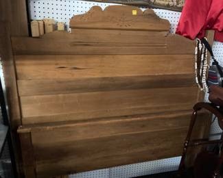 Antique primitive full size complete bed frame, headboard, & Footboard, and rails