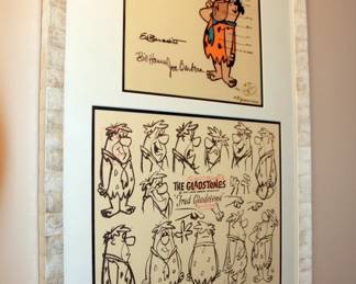 Flintstones (Gladstones) Cel Signed by Layout Artist Ed Benedict, Bill Hanna & Joe Barbera