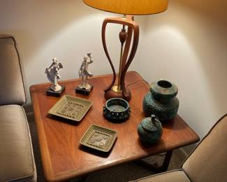 Modell teak MCM lamp - Raku pottery 