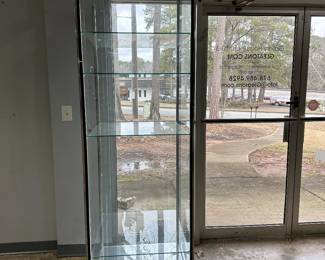 Large Glass and Mirror Display Cabinet on Wheels