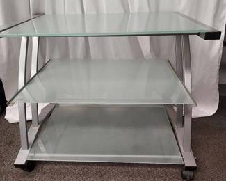 3 Tier Tempered Glass Rolling Shelf