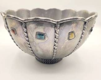 Lenox metal bowl w/decorative stones