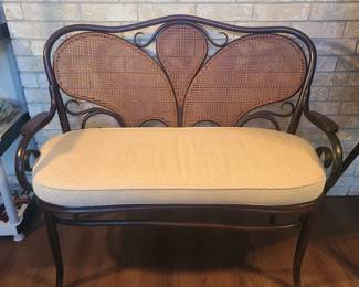 Antique "Josef Hoffmann" Art Nouveau Austrian Bentwood & Cane Settee Bench