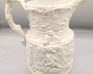 Gray Relief molded stoneware jug
C. J. Mason & Co. "Falstaff"
