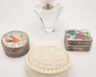 Shannon Crystal - Designs of Ireland perfume bottle 

Lenox - cream and gold 
trinket box 