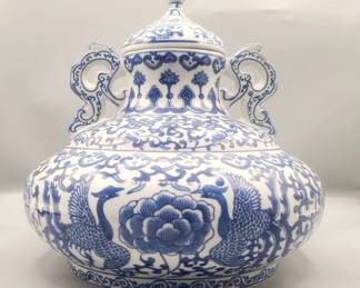 Bombay 11 Chinese Cobalt blue & white porcelain 
2-handled & lidded ginger jar