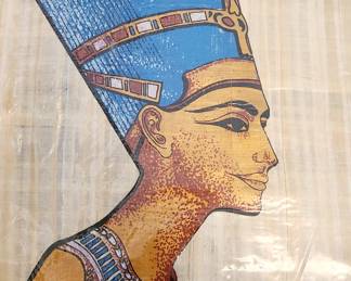Hand-painted Ancient Egyptian Papyrus - Queen Nefertiti
