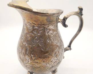 Vintage Floral Embossed Silver Victorian Era Water Pitcher William Adams Towle