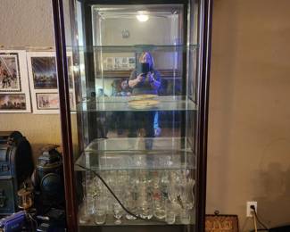 Mahogany Lighted Display Cabinet 