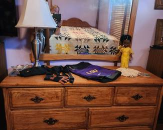 7 Drawer Oak Dresser with Mirror