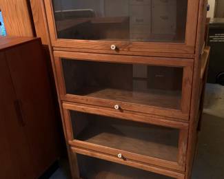 Oak Finish four glaze door Barrister bookcase,